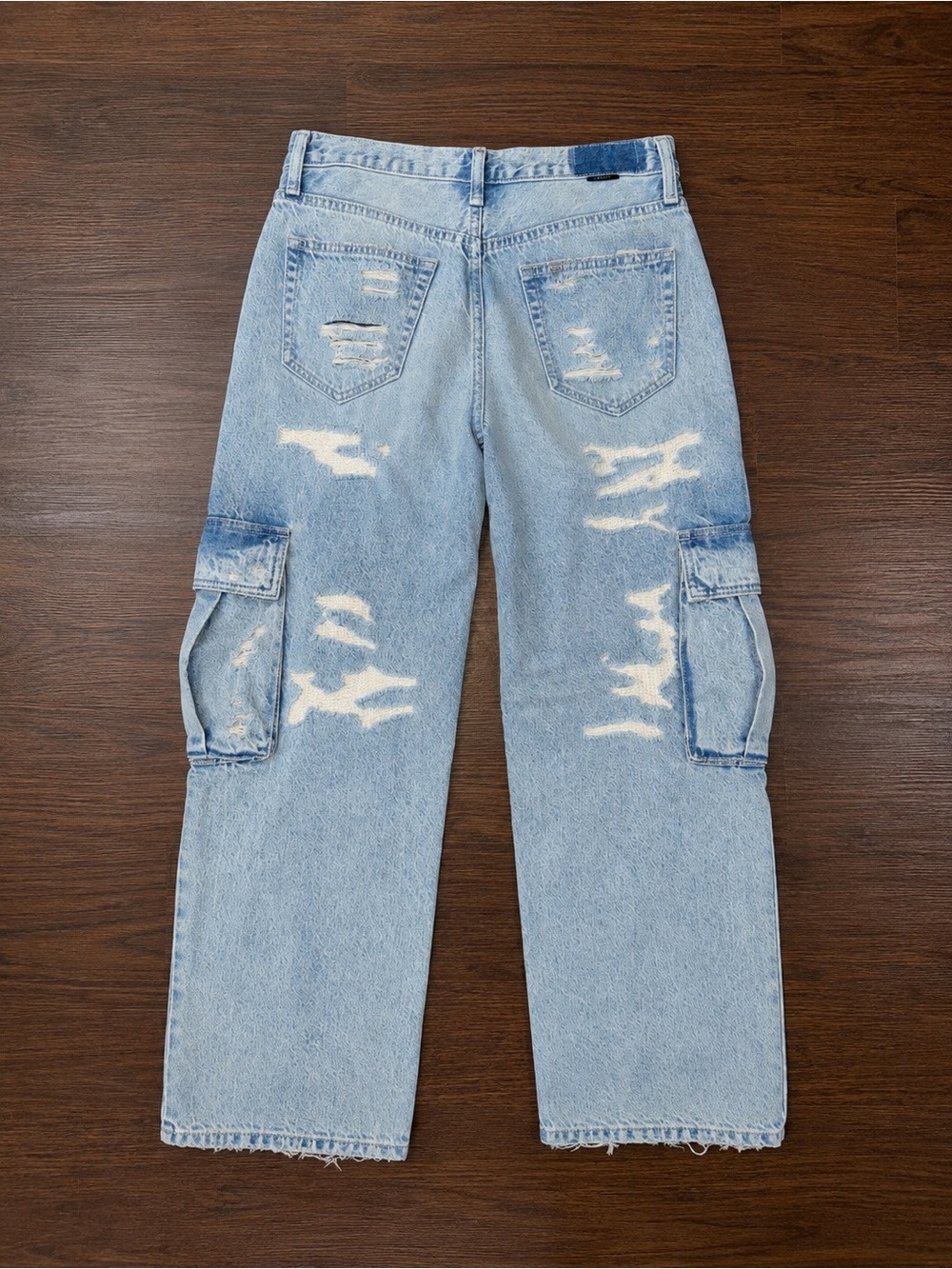 Liu Jo Light Blue Distressed Cargo Ankle Jeans Sz 29 - Picture 2 of 4